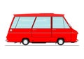 Cartoon retro minibus. Royalty Free Stock Photo