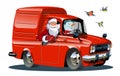 Cartoon retro New Year`s van isolated on white background Royalty Free Stock Photo