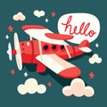 Cartoon Retro Plane Hello Greeting