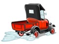 Cartoon retro red pickup truck isolated on white background Royalty Free Stock Photo