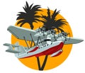 Cartoon Retro Sea Plane Royalty Free Stock Photo