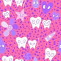 Cartoon retro seamless teeth pattern for wrapping paper and kids clothes print and doctors packaging