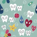 Cartoon retro seamless teeth pattern for wrapping paper and kids clothes print and doctors packaging