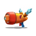 Cartoon retro space blaster, ray gun, laser weapon.