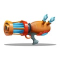 Cartoon retro space blaster, ray gun, laser weapon.