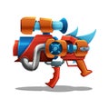 Cartoon retro space blaster, ray gun, laser weapon.