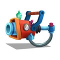 Cartoon retro space blaster, ray gun, laser weapon.