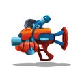 Cartoon retro space blaster, ray gun, laser weapon.