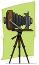 Cartoon retro vintage camera on tripod vector icon Royalty Free Stock Photo