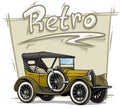 Cartoon retro vintage luxury convertible car