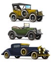 Cartoon retro vintage luxury convertible cars Royalty Free Stock Photo
