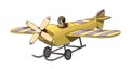 Cartoon Retro Vintage Pilot in his Plane. EPS-10 vector format