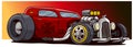 Cartoon retro vintage red hot rod sport racing car Royalty Free Stock Photo
