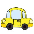 Cartoon retro yellow car isolated on white background. Vector il