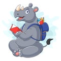 Cartoon rhino reading a book Royalty Free Stock Photo