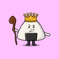 cartoon rice japanese sushi wise king with crown