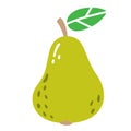 Cartoon ripe pear on a white background. Pear Icon in Color. Vector illustration