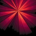 Cartoon rising sun or beams background in orange pink and black striped radial pattern Royalty Free Stock Photo