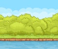 Cartoon river bank with bushes