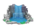 Cartoon river waterfall isolated