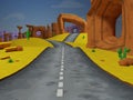 Cartoon road going into distance background - 3D Illustration