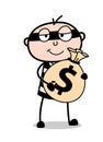 Cartoon Robber with Dollar Bag Vector