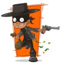 Cartoon robber in mask and hat