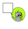 Cartoon Robot Calling on Cell Phone