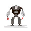 Cartoon robot character. Robot warrior isolated on white. Vector Illustration Royalty Free Stock Photo