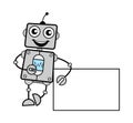Cartoon Robot with Empty Banner Royalty Free Stock Photo