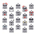 Cartoon Robot Face Smiling Cute Emotion Negative And Positive Chat Bot Icon Set Royalty Free Stock Photo