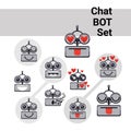 Cartoon Robot Face Smiling Cute Positive Emotion Chat Bot Icon Set