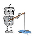 Cartoon Robot Fishing