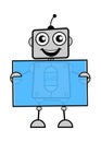 Cartoon Robot holding a glass banner Royalty Free Stock Photo