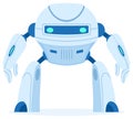 Cartoon robot, modern digital cyborg. Innovation technology machine, robotic mascot flat vector illustration on white background