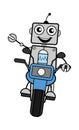 Cartoon Robot Riding Motorbike