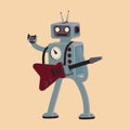 Cartoon robot rocker playing guitar Royalty Free Stock Photo