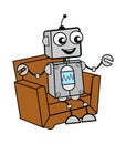 Cartoon Robot talking on sofa