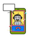 Cartoon Robot Video Calling on Mobile