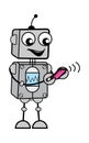 Cartoon Robot Watching Smartphone Royalty Free Stock Photo