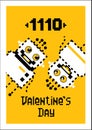 Cartoon robots love. Valentine, postcard for Valentine`s Day