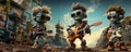 Cartoon Robots rock guitarists