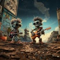 Cartoon Robots rock guitarists