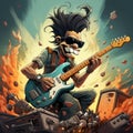 Cartoon rock guitarist