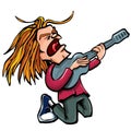 Cartoon rock singer with guitar Royalty Free Stock Photo