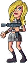 Cartoon rock woman with machine pistol