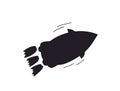 Cartoon rocket flies, silhouette Royalty Free Stock Photo