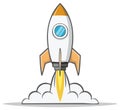 Cartoon Rocket Launching Into Space Illustration Spacecraft Adventure Concept Royalty Free Stock Photo