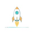 Cartoon Rocket Launching Upward Vector Illustration Startup Concept Isolated Royalty Free Stock Photo