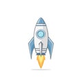 Cartoon Rocket Ship Launching into Space Cute Spacecraft Illustration Royalty Free Stock Photo